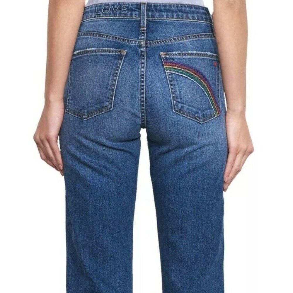 Sundry Love Rainbow Patch Button Fly Cropped Jean… - image 3